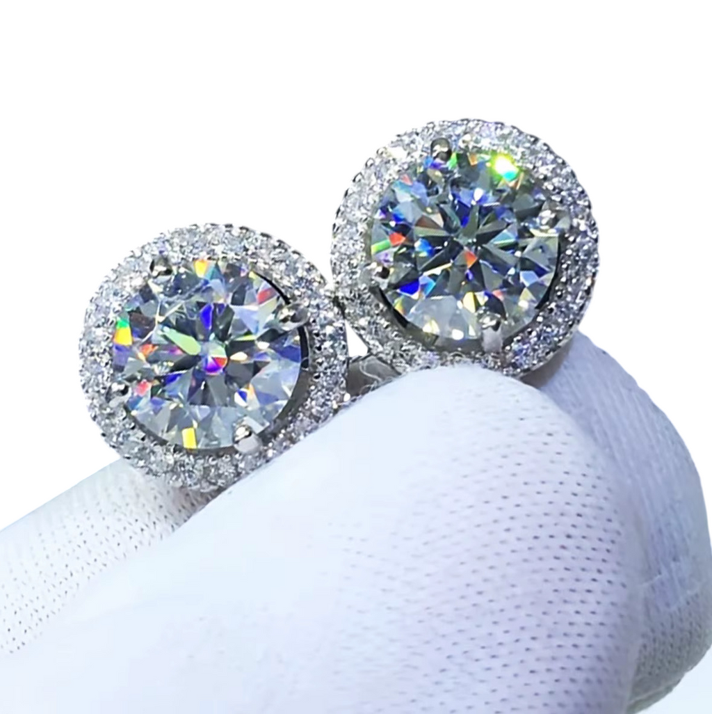 S925 Moissanite Double Round Earrings