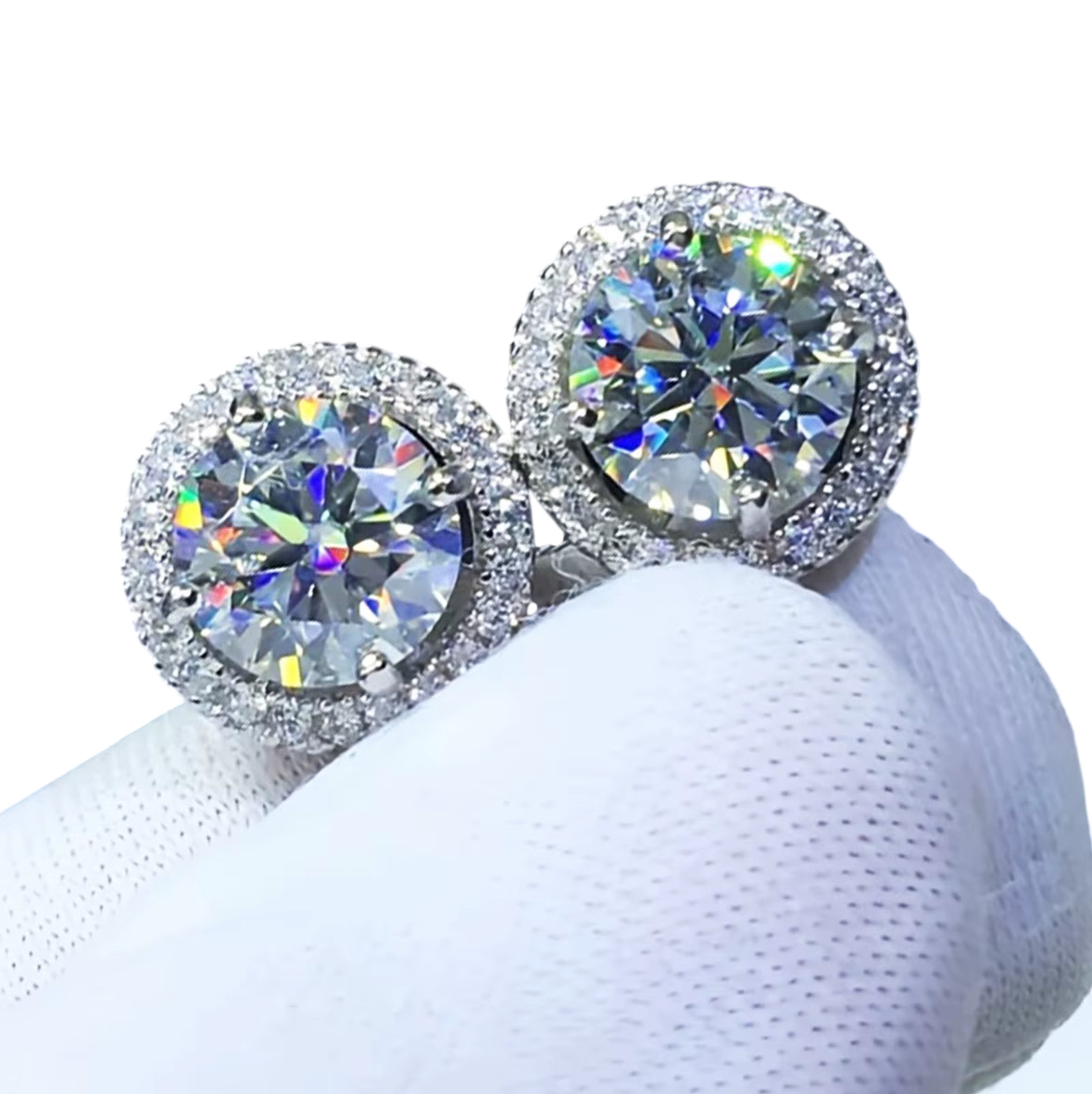 S925 Moissanite Double Round Earrings