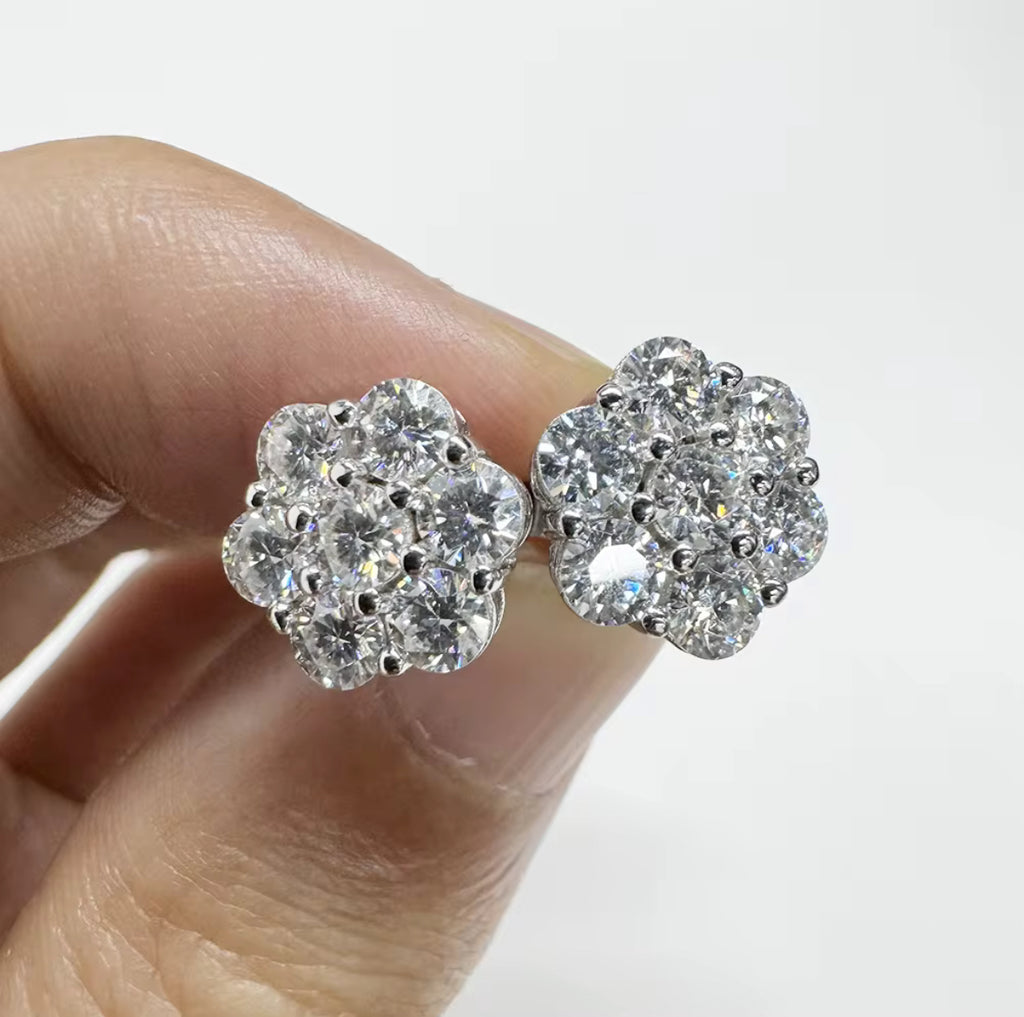 S925 Moissanite Cluster Earrings