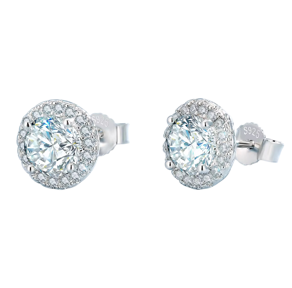 S925 Moissanite Double Round Earrings