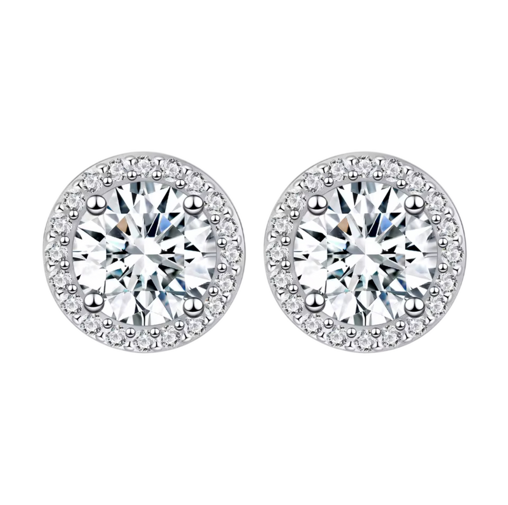 S925 Moissanite Round Earrings