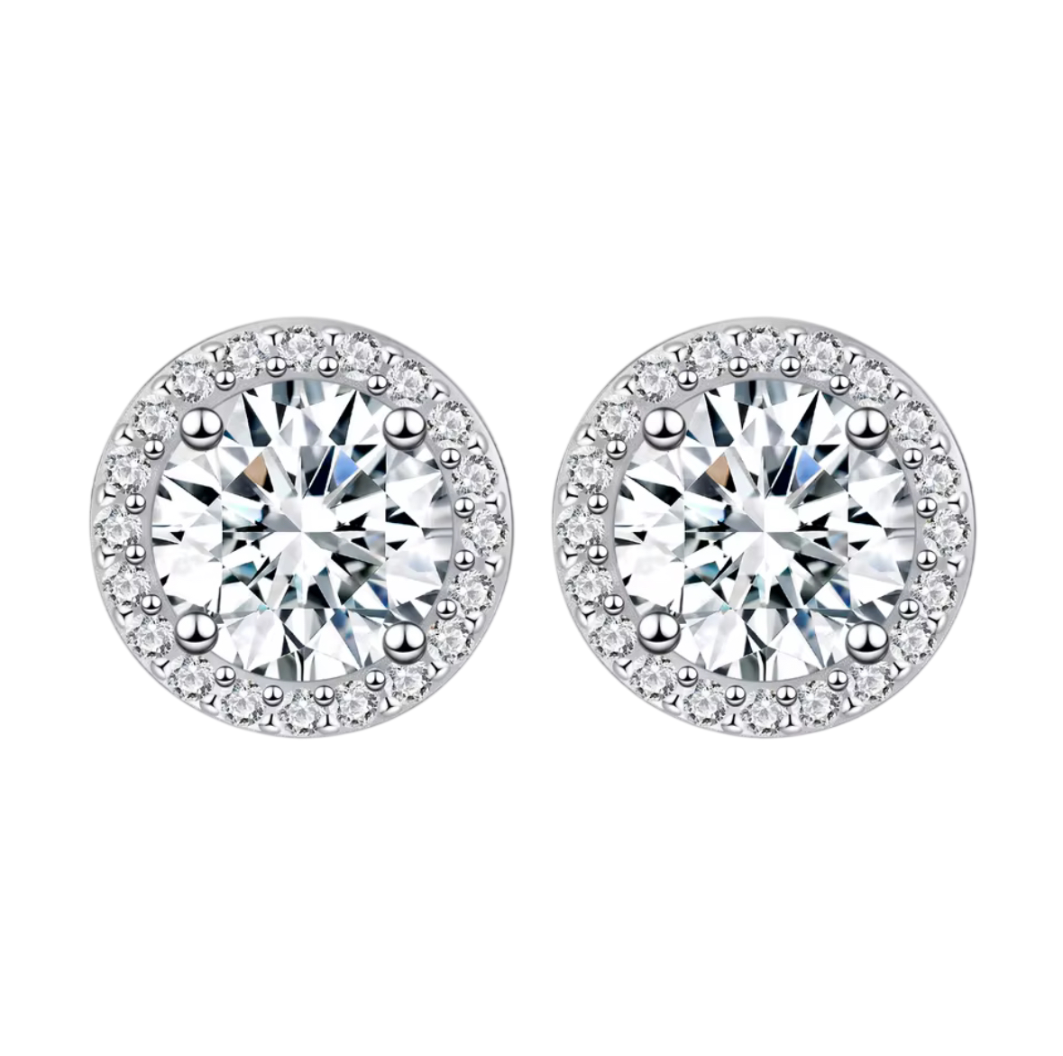 S925 Moissanite Round Earrings