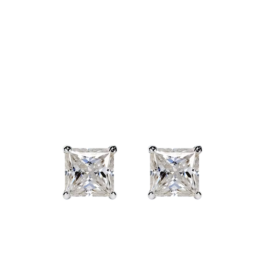S925 7mm Square Cut Moissanite Earrings