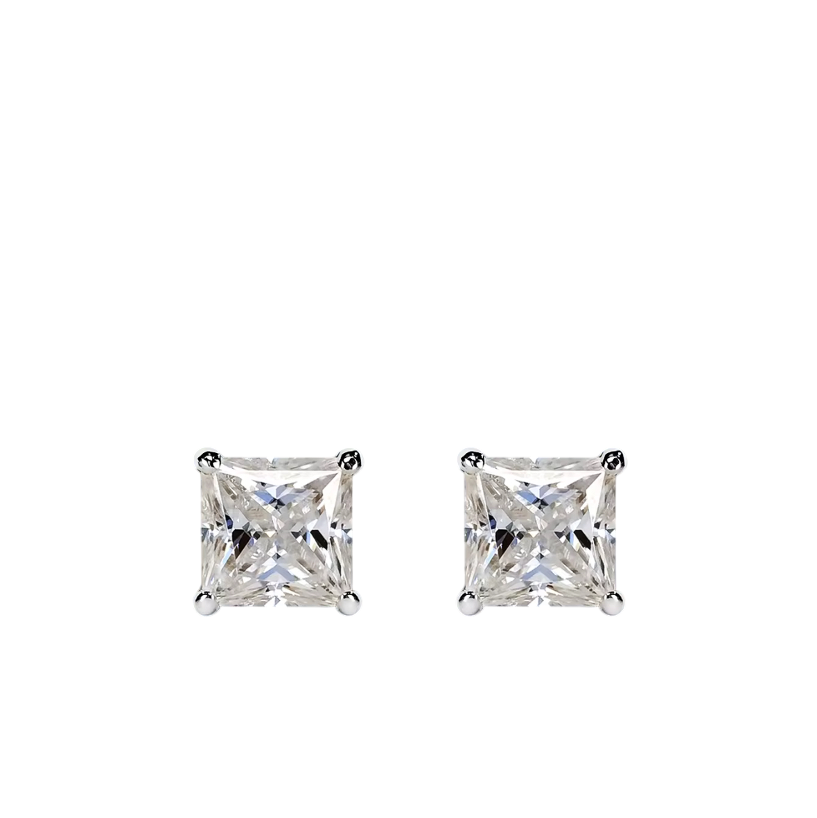 S925 7mm Square Cut Moissanite Earrings