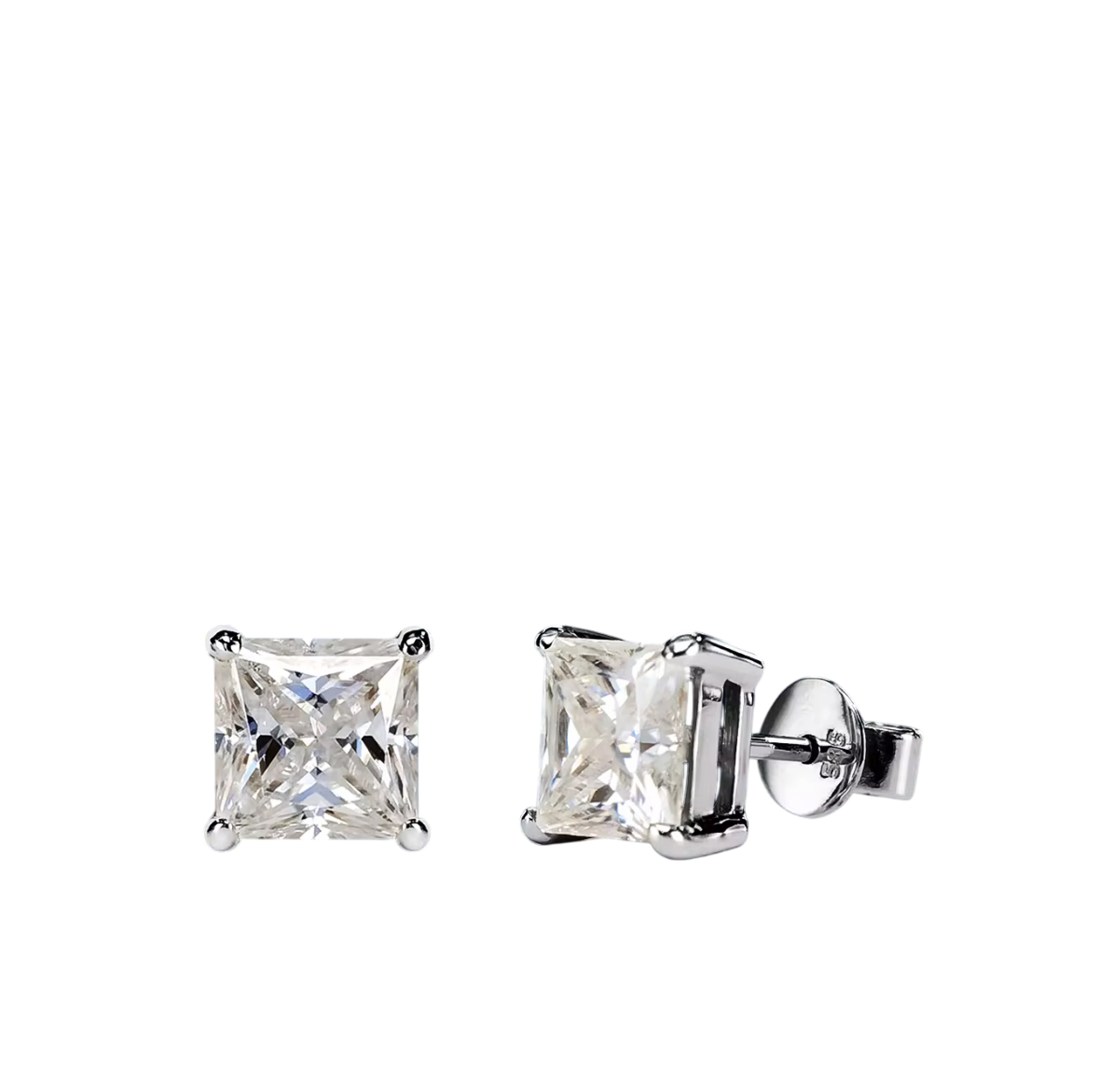 S925 7mm Square Cut Moissanite Earrings