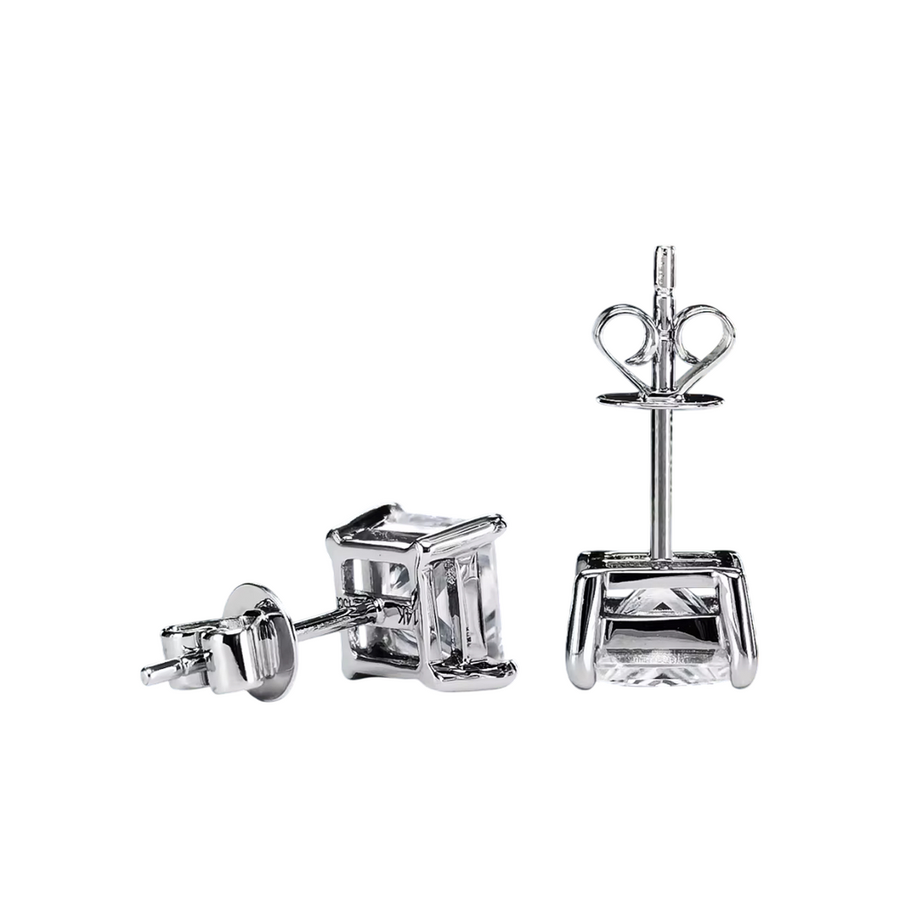 S925 7mm Square Cut Moissanite Earrings