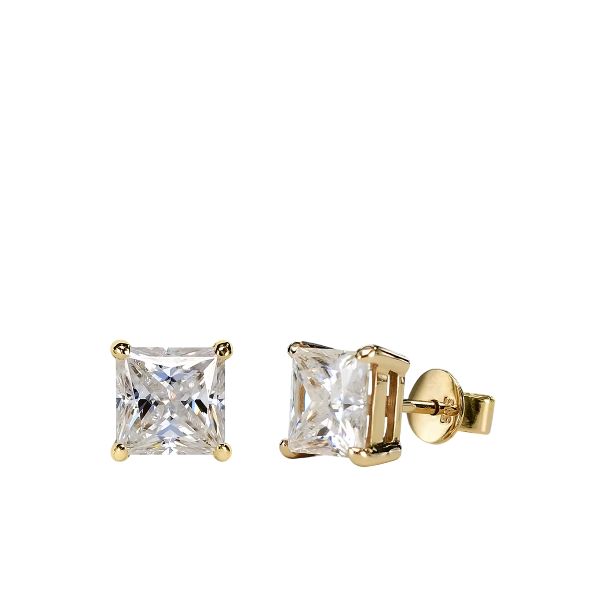 S925 7mm Square Cut Moissanite Earrings